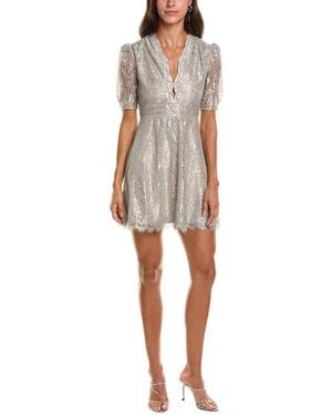 Saloni Tabitha Metallic Lace Silk-Trim Mini Dress - White