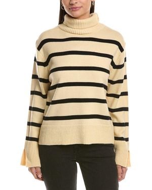 Fate Stripe Pattern Turtleneck Jumper - Natural