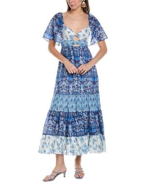 Sandro Linen-Blend Maxi Dress - Blue