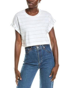 Splendid Cropped Striped Cotton Tee - White