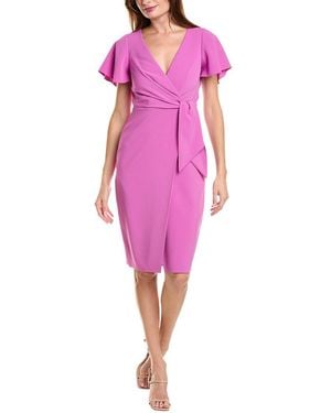 Tahari Faux Wrap Dress - Pink