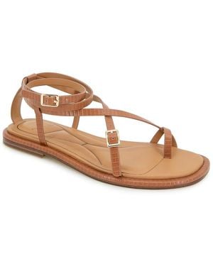 Kenneth Cole Paros Square Toe Flat Sandals - Brown