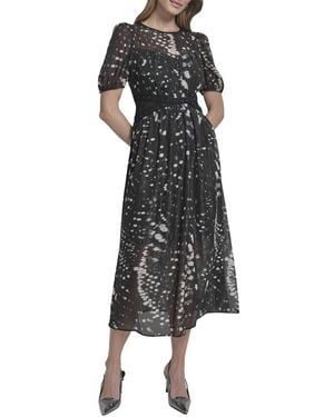 lace and tulle maxi dress Dusty Blue Floral Embroidered Tulle Maxi Dress with Corset Bodice Custom Color / Above Knee / US8 main image 1
