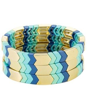 Eye Candy LA Luxe Collection Enamel Love 3pc Stretch Bracelet Set - Blue