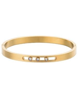 Adornia 18K Plated Stainless Steel Sliding Stones Cuff Bracelet - Metallic