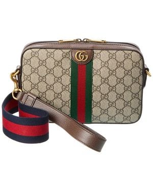 Gucci Ophidia Gg Supreme Canvas & Leather Shoulder Bag - Natural
