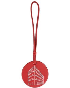 Ferragamo Embossed Palazzo Spini Feroni Leather Charm - Red