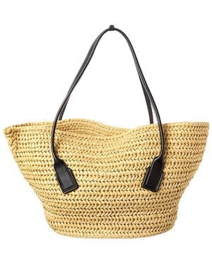 Bottega Veneta Arco Medium Raffia & Leather Basket Tote - Metallic