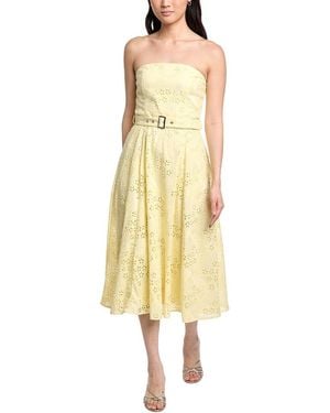 Sam Edelman Strapless Belted Eyelet Midi Dress - Yellow