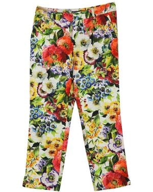 Dolce & Gabbana Floral Slim Fit Trousers, Size It, (Authentic Pre-Loved) - Blue