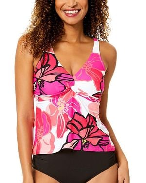 Anne Cole Twist Front Flounce Tankini - Red