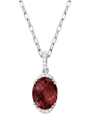 Diamond Select Cuts 14k Diamond .06 Ct. & 3.95 Ct. Garnet Necklace - Red