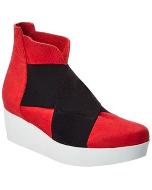 Arche Fujtik Leather Wedge Bootie - Red
