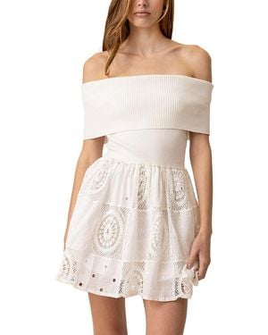 Line & Dot Biva Mix Media Mini Dress - White