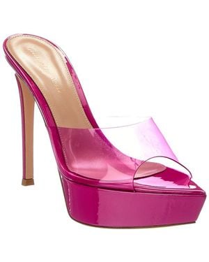 Gianvito Rossi Betty 125 Patent & Vinyl Platform Sandal - Pink