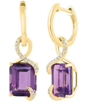 Effy Fine Jewelry 14K 7.63 Ct. Tw. Diamond & Amethyst Earrings - Multicolour