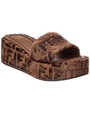 Fendi Sunshine Velvet Platform Sandal - Brown