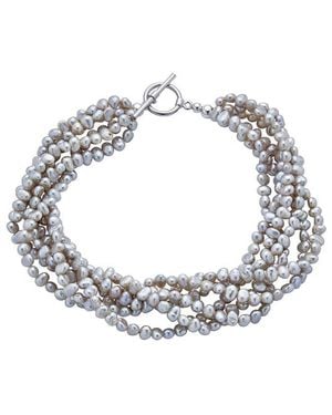 Belpearl 3-4Mm Pearl Twisted Toggle Bracelet - Metallic