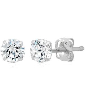 MaxColor 14K Cz Stud Earrings - White