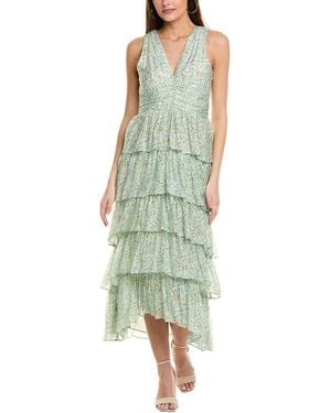 1.STATE Cascading Ruffle Maxi Dress - Green
