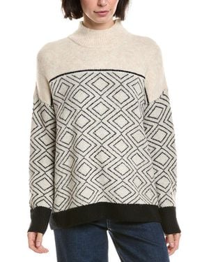 Vince Camuto Diamond Motif Mock Neck - Natural