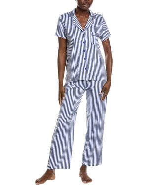 Splendid 2Pc Woven Notch Pyjama Pant Set - Blue