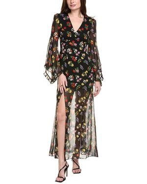 Saloni Georgette Silk Maxi Dress - Black