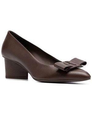 Ferragamo Bow Detail Leather Pump - Brown