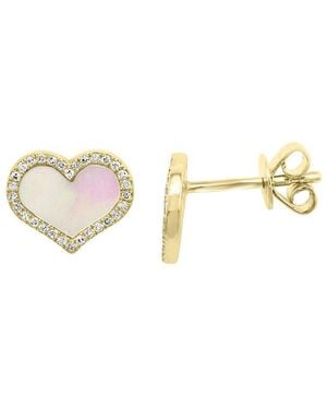 Effy Fine Jewelry Plated 0.14 Ct. Tw. Diamond & 8.0X6.0 Mm Pearl Earrings - Metallic