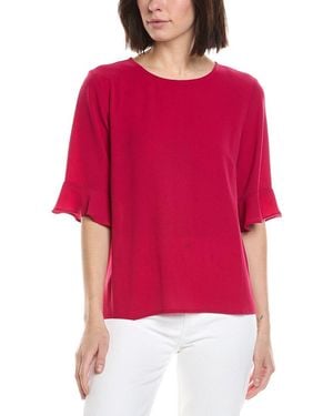 Cece Short Sleeve Ruff Cuff Crew Neck Blouse - Red