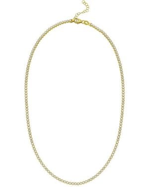 Italian Gold 14K Diamond Cut Tennis Bead Necklace - Metallic