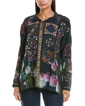 Johnny Was The Audrey Oversized Silk Blouse - Black