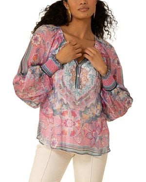 Hale Bob Michaela Silk-Blend Blouse - Red