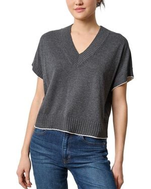 Lilla P V-Neck Pullover Sweater - Gray