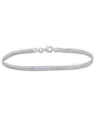 Italian Silver Herringbone Bracelet - White