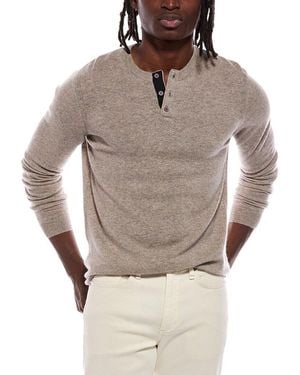 Autumn Cashmere 100% Cashmere Henley Jumper - Grey