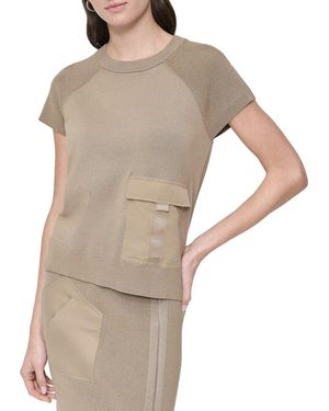 DKNY Crew Neck Pocket Top - Natural