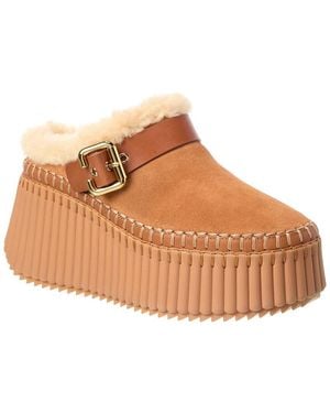 Chloé Nama Suede Wedge Mule - Brown