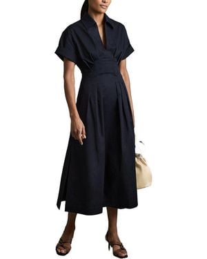 Reiss Aubrey Waisted Detail Cotton Dress - Black