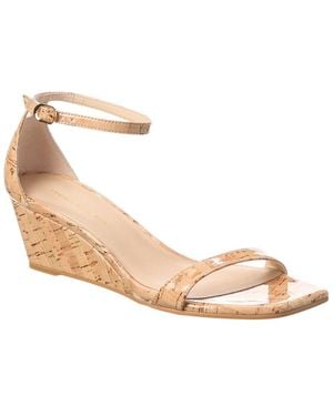 Stuart Weitzman Nudistcurve 50 Cork Wedge Sandal - Metallic