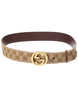 Gucci Canvas & Leather Belt - Brown