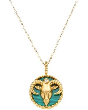 Maitre De Diamant 18K 3.17 Ct. Tw. Diamond & Malachite Necklace - Metallic
