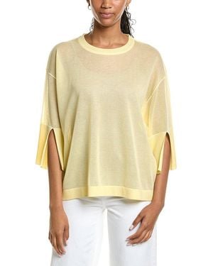 Kenneth Cole Semi Sheer Crewneck Top - Yellow
