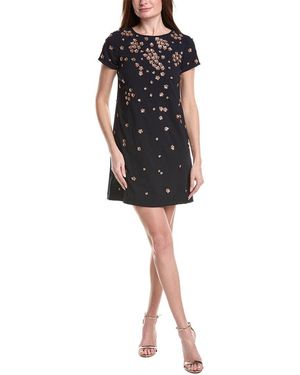 Adrianna Papell Short Sleeve Midi Dress - Black