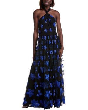 ML Monique Lhuillier Claudette Tulle Gown - Blue