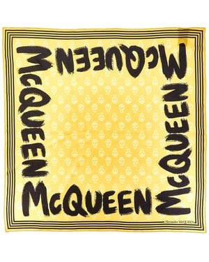 McQueen Graffiti Biker Silk Scarf - Metallic