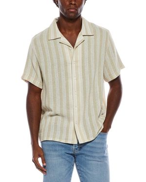 Slate & Stone Camp Collar Textured Weave Shirt - Natural