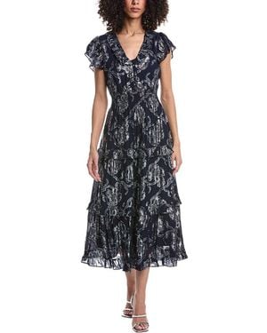 Sail To Sable Ruffle Hem Midi Dress - Blue