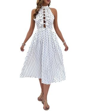 CHARLOTTE GREEN Sleeveless Midi Dress - White