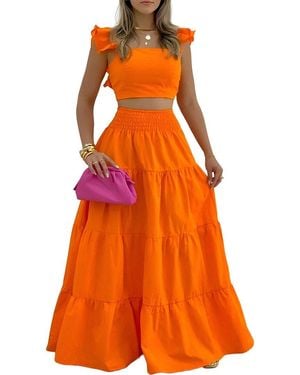 Monique Lagarde Top & Skirt Set - Orange